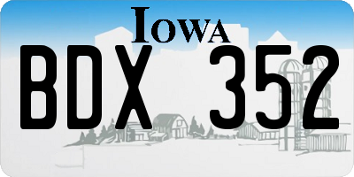IA license plate BDX352