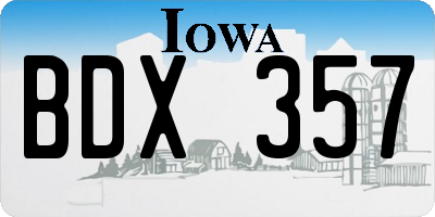 IA license plate BDX357