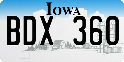 IA license plate BDX360