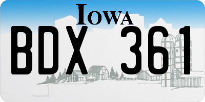 IA license plate BDX361
