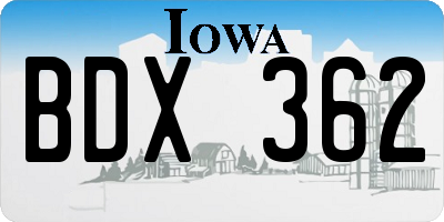 IA license plate BDX362