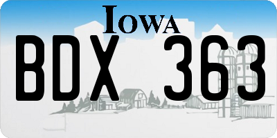 IA license plate BDX363