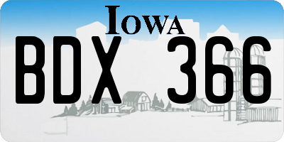 IA license plate BDX366