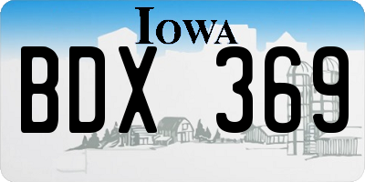 IA license plate BDX369