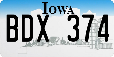 IA license plate BDX374
