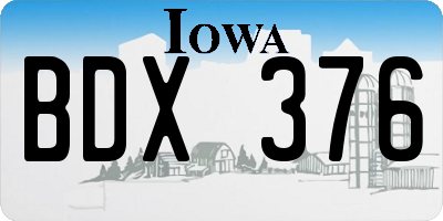 IA license plate BDX376