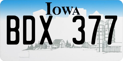 IA license plate BDX377