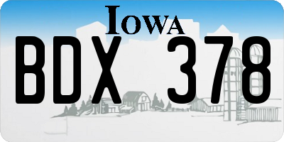 IA license plate BDX378