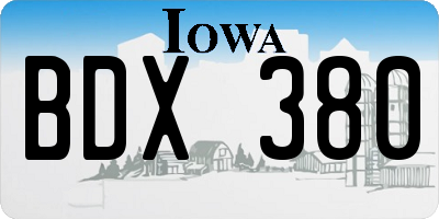 IA license plate BDX380