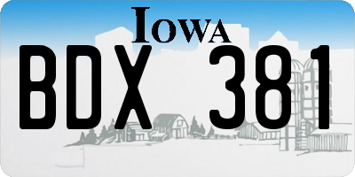 IA license plate BDX381