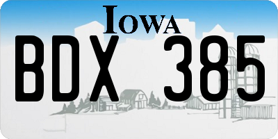IA license plate BDX385