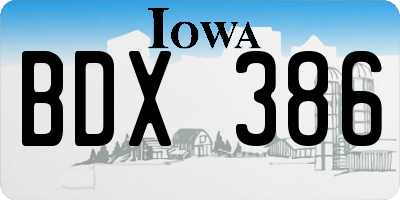 IA license plate BDX386