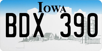 IA license plate BDX390