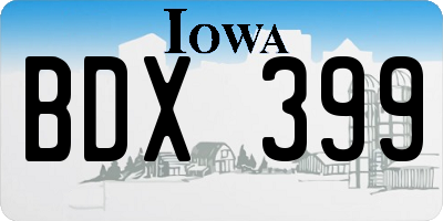 IA license plate BDX399
