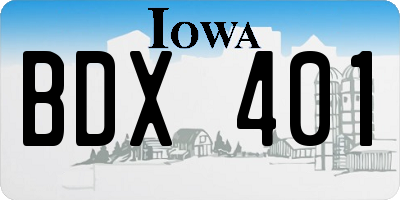 IA license plate BDX401