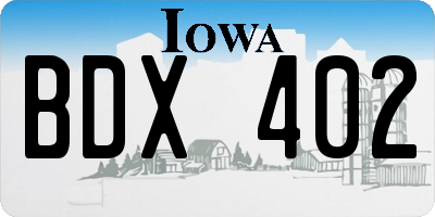 IA license plate BDX402