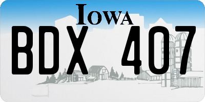 IA license plate BDX407
