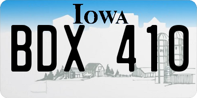 IA license plate BDX410