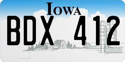 IA license plate BDX412