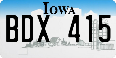 IA license plate BDX415
