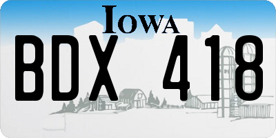 IA license plate BDX418