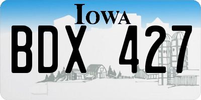 IA license plate BDX427