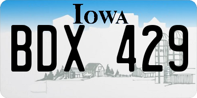IA license plate BDX429