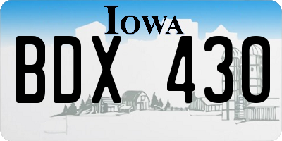 IA license plate BDX430