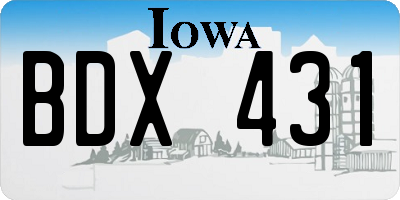 IA license plate BDX431