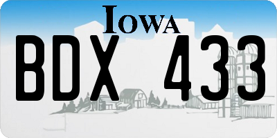 IA license plate BDX433