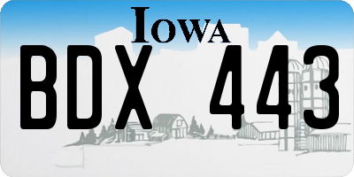 IA license plate BDX443