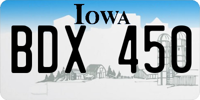 IA license plate BDX450