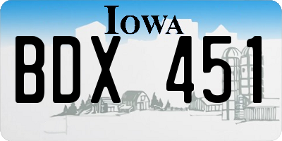 IA license plate BDX451