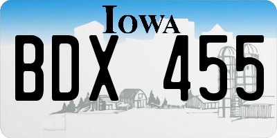 IA license plate BDX455