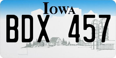 IA license plate BDX457