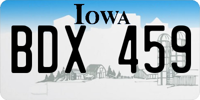 IA license plate BDX459