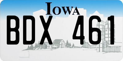 IA license plate BDX461