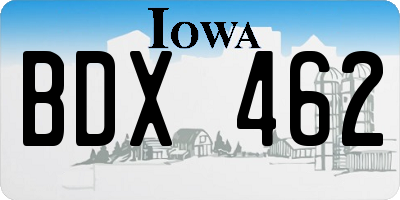 IA license plate BDX462
