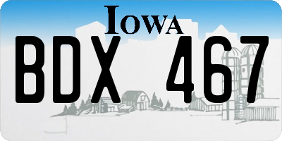 IA license plate BDX467