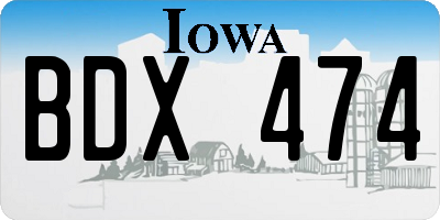 IA license plate BDX474