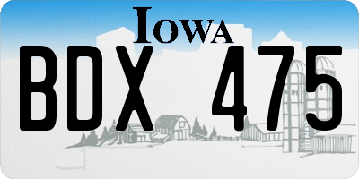 IA license plate BDX475