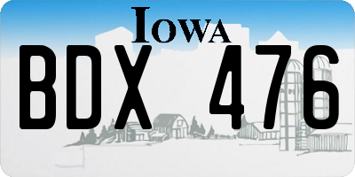 IA license plate BDX476
