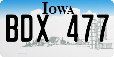 IA license plate BDX477