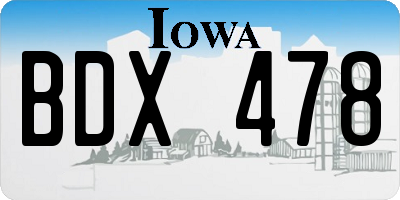 IA license plate BDX478
