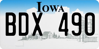 IA license plate BDX490