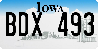 IA license plate BDX493