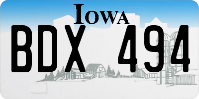 IA license plate BDX494