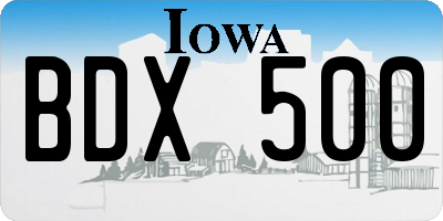IA license plate BDX500