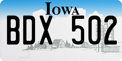IA license plate BDX502