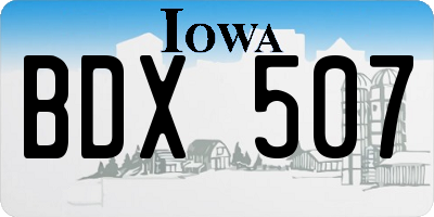 IA license plate BDX507